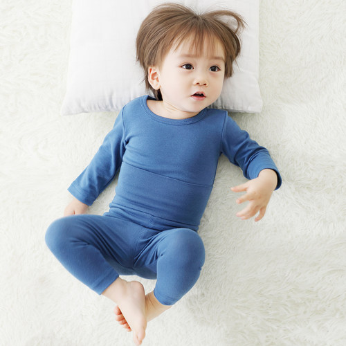 弹力大纯色纯棉春秋护肚套装