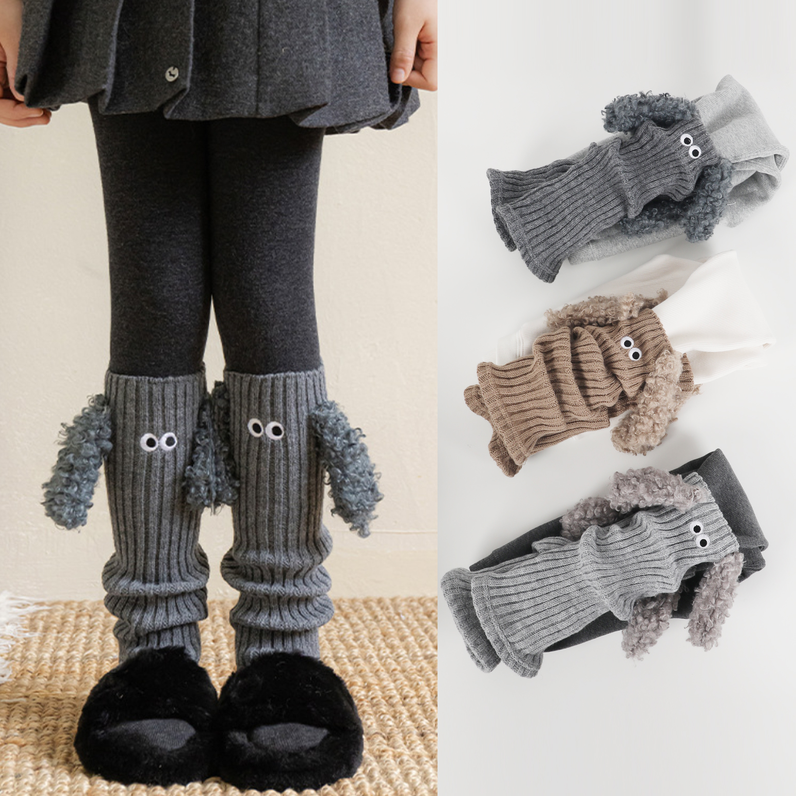 女童打底裤加绒加厚宝宝打底裤可爱小狗堆堆袜套纯棉儿童休闲裤子