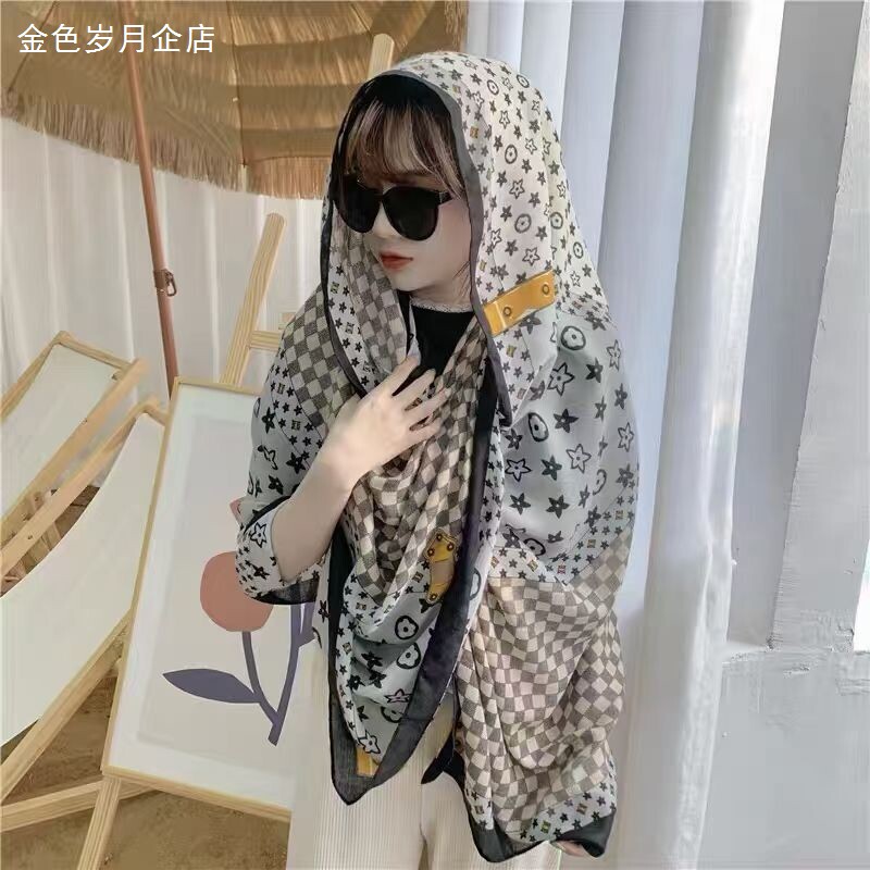 180乘75韩版春夏新款棉麻围巾薄款丝滑披肩出游防晒沙滩巾女头巾