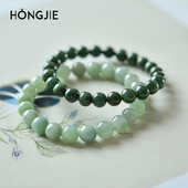 翡翠手串女东海水晶玛瑙玉髓油青蓝水单散珠子绿色玉手镯玉石手链
