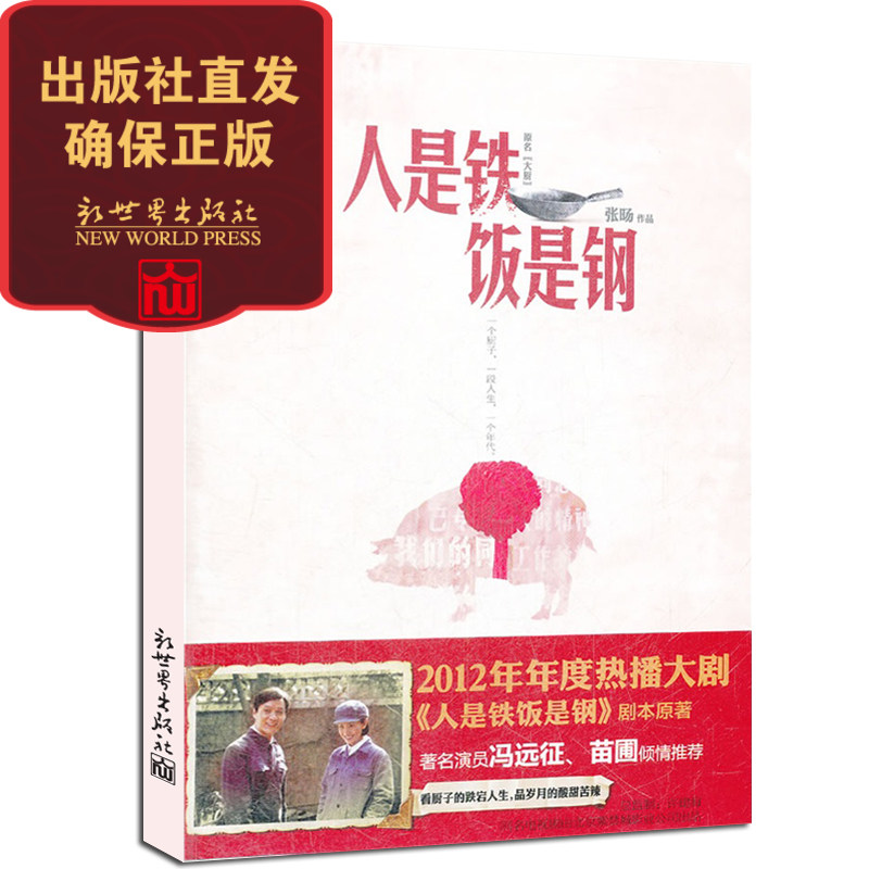 人是铁饭是钢 原名大厨2012年电视剧原著 冯远征 苗圃主演 张旸著小说书籍 当代文学剧本 新世界出版