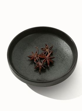 DXC北欧简约风格几何深盘陶瓷汤盘 黑色家用大号沙拉盘耐热餐具