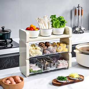 日本火锅配菜盘大容量高颜值厨房分格食材收纳架多层备菜盘置物架