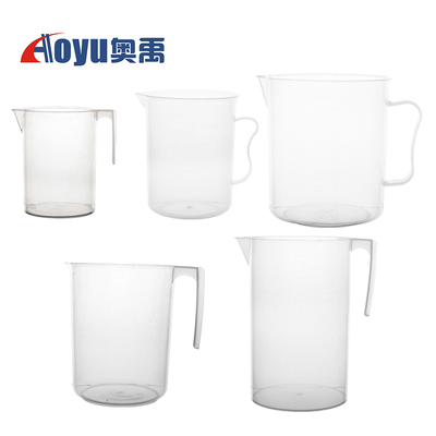 塑料把手烧杯带手柄200ml250ml500ml1000ml2000ml塑料量杯加厚透明带刻度化学实验室教学器材