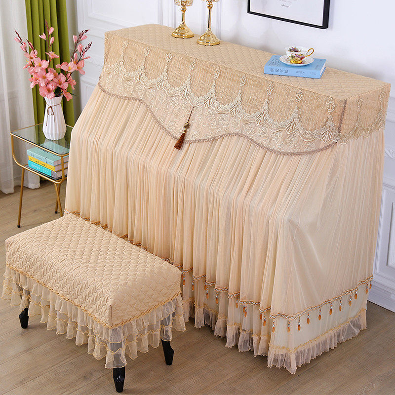 钢琴罩欧式典雅轻奢钢琴全罩布艺钢琴套弹琴不取防尘罩琴凳罩盖布