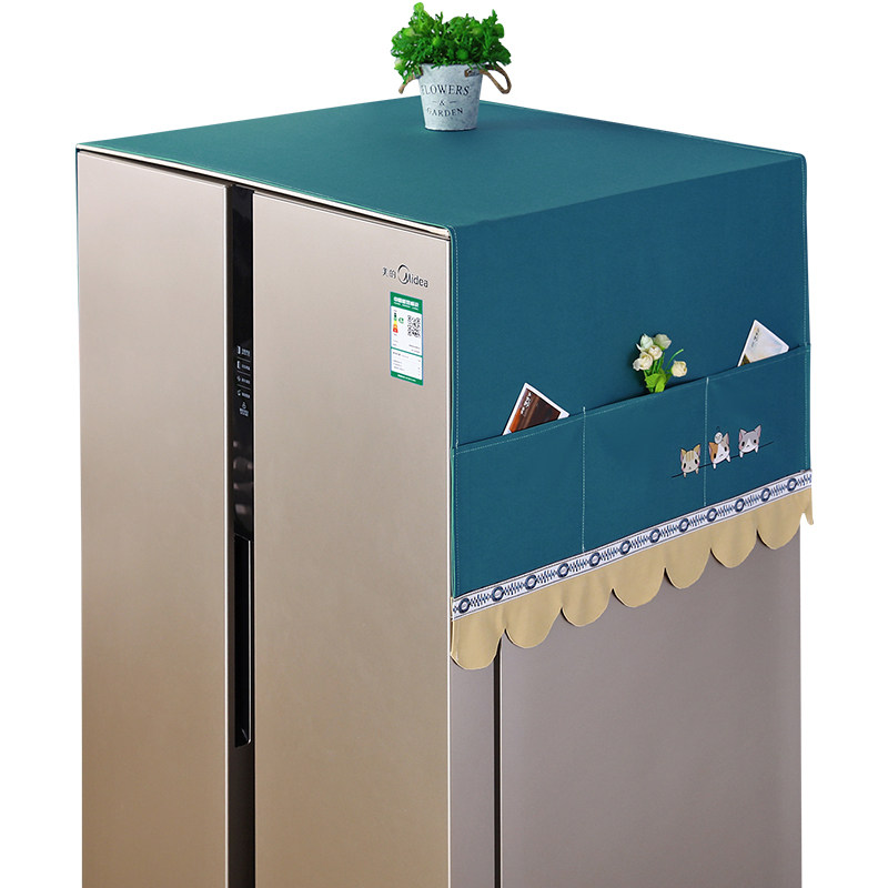 냉장고 커버 단일 및 이중 도어 냉동고 상단 먼지 커버 커튼 드럼 세탁기 커버 수건 커버 이중 도어 패브릭 홈