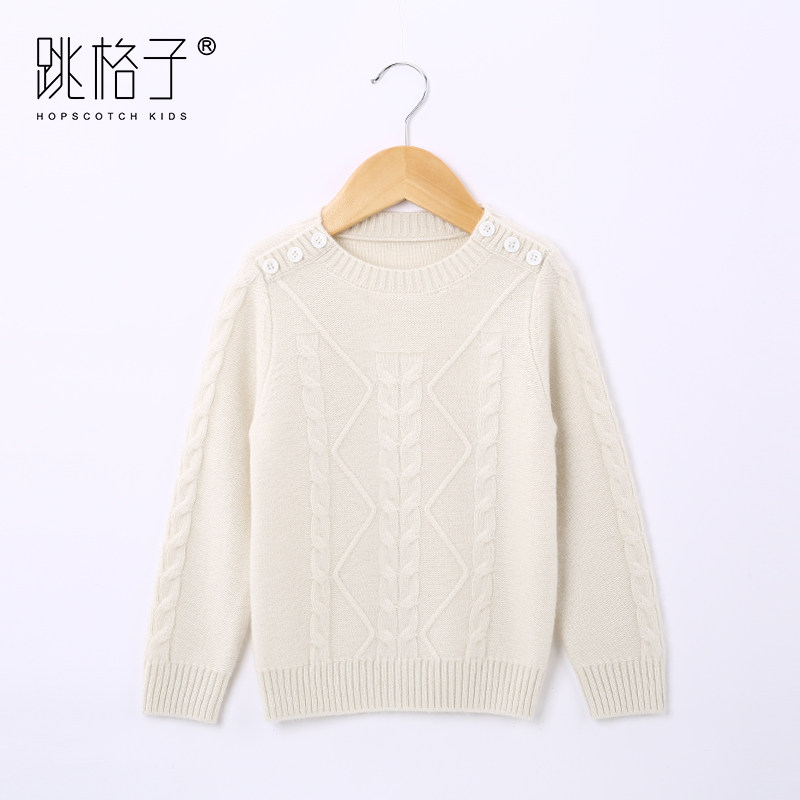 女童白色毛衣2020新款韩版洋气儿童羊绒衫女宝宝针织衫纯色套头潮
