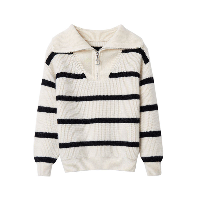 儿童羊绒衫男童女童加厚保暖针织衫翻领拉链时尚毛衣中大童可定制