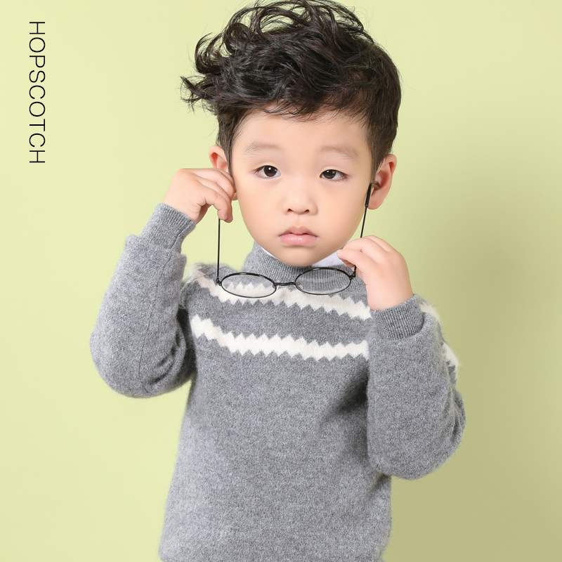 跳格子儿童羊绒衫男童秋装2020新款韩版潮衣女童毛衣宝宝套头童装