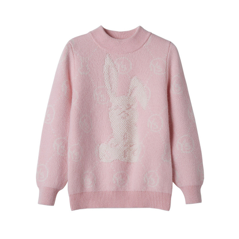 儿童羊绒衫女童卡通毛巾绣针织衫可爱洋气宝宝毛衣中大童可定制潮