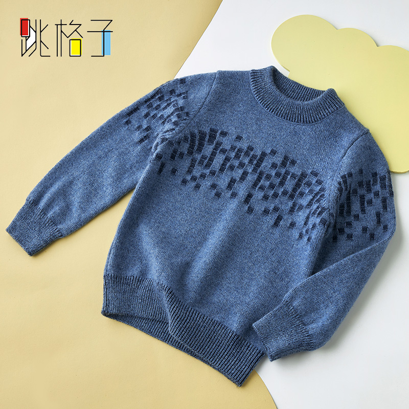 康赛妮100%山羊绒男童保暖羊绒衫