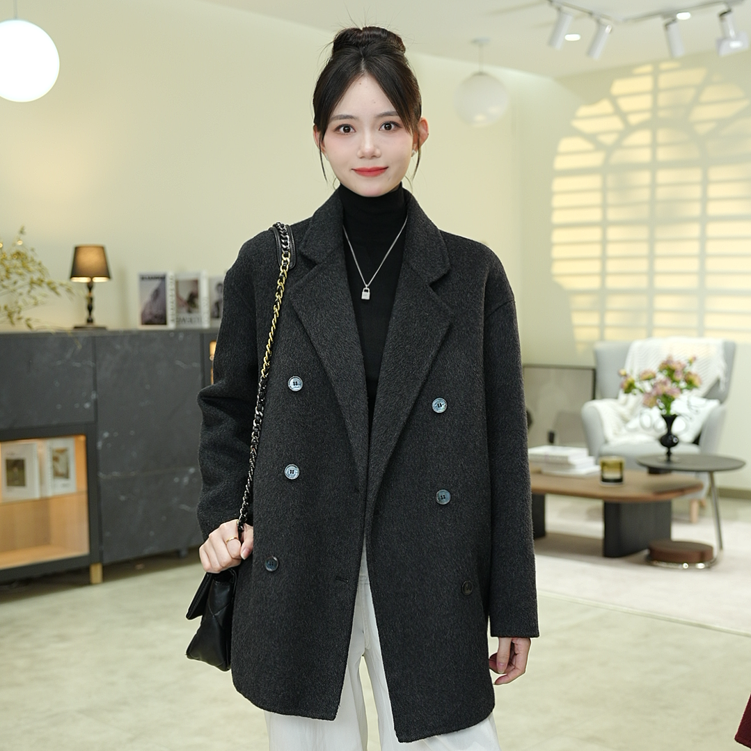 2025秋冬新款韩版宽松气质双面羊毛大衣网红百搭小个子女时尚大衣