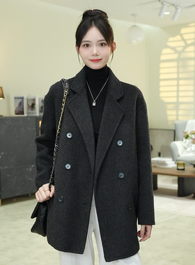 2025秋冬新款韩版宽松气质双面羊毛大衣网红百搭小个子女时尚大衣
