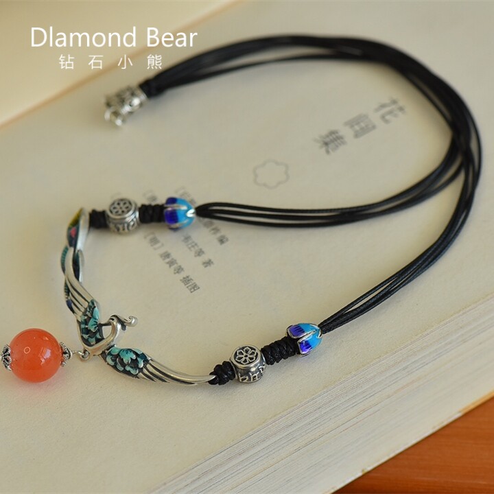 『凤凰飞』纯银景泰蓝凤凰锁骨链南红玛瑙老银饰项链古典民族风女在类目 饰品/流行首饰/时尚饰品新, 项链中 - 来自Buy2taobao.com提供专业的淘宝代购服务