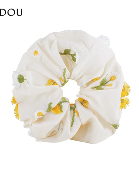 AJIDOU阿吉豆发圈女款黄色蒲公英弹力发绳时尚大肠发圈高弹力头饰