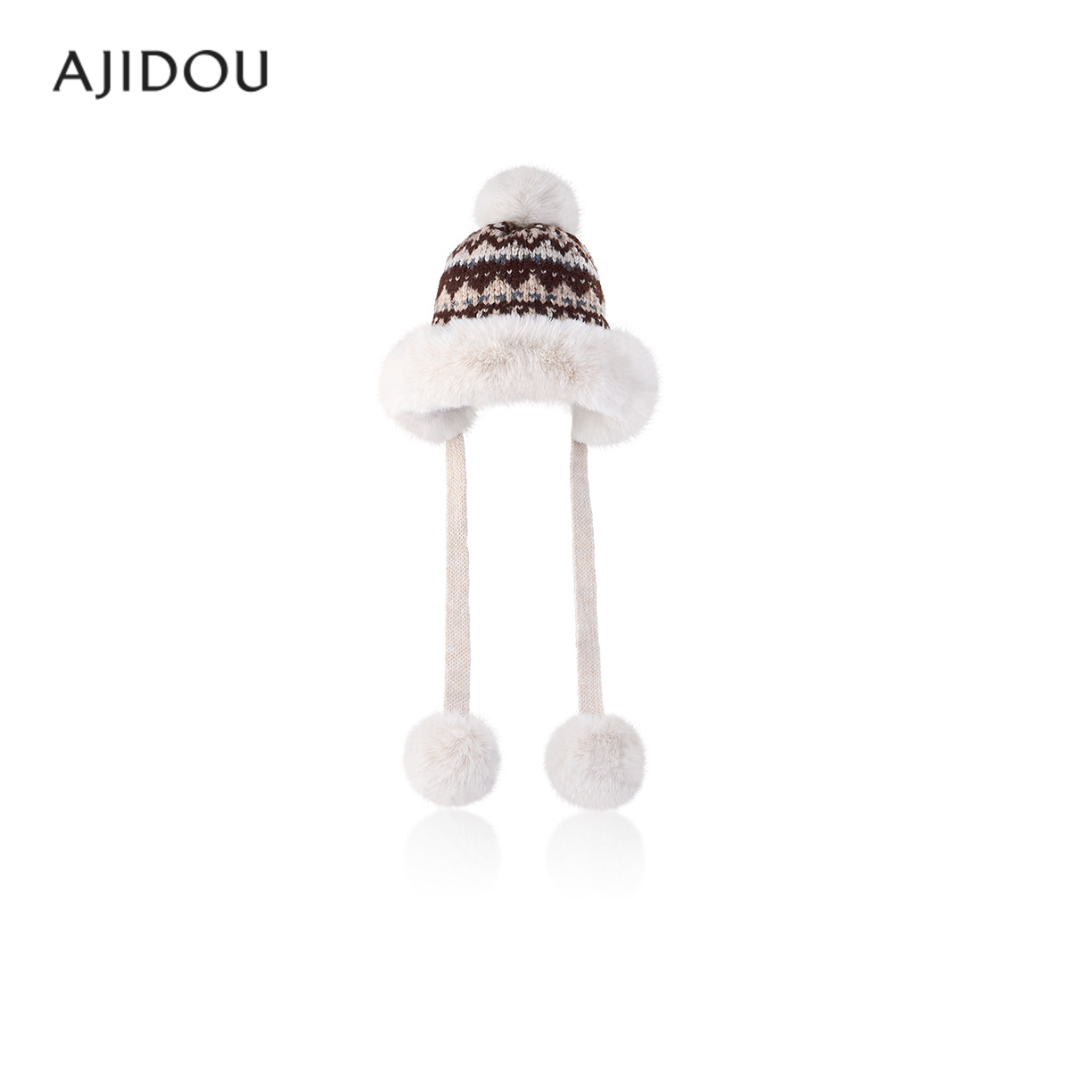 AJIDOU阿吉豆帽子女费尔岛毛线帽