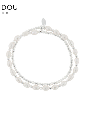 阿吉豆珍珠串珠拼接手链女轻奢小众设计简约冷淡风个性手饰品女