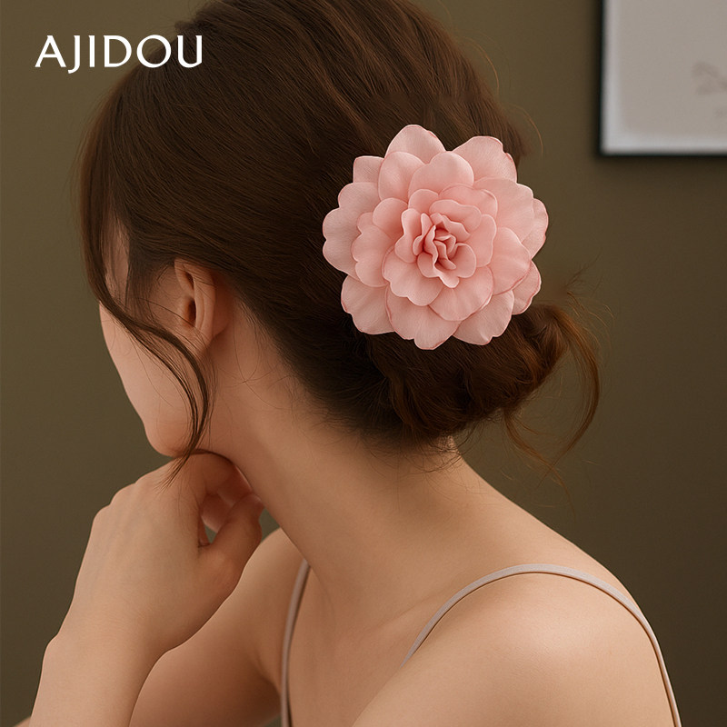 [赵露思同款]AJIDOU阿吉豆抓夹港风山茶花发夹时尚花卉精美发饰品