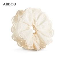 AJIDOU阿吉豆可爱甜美白色织物发圈蕾丝花边扎头绳发饰弹力扎发绳
