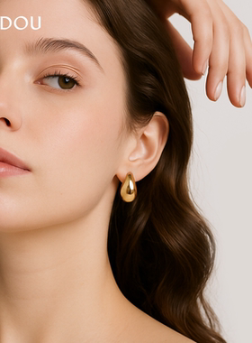 阿吉豆小金豆耳钉女S925银轻奢耳环高级感小众金色欧美风耳扣耳饰
