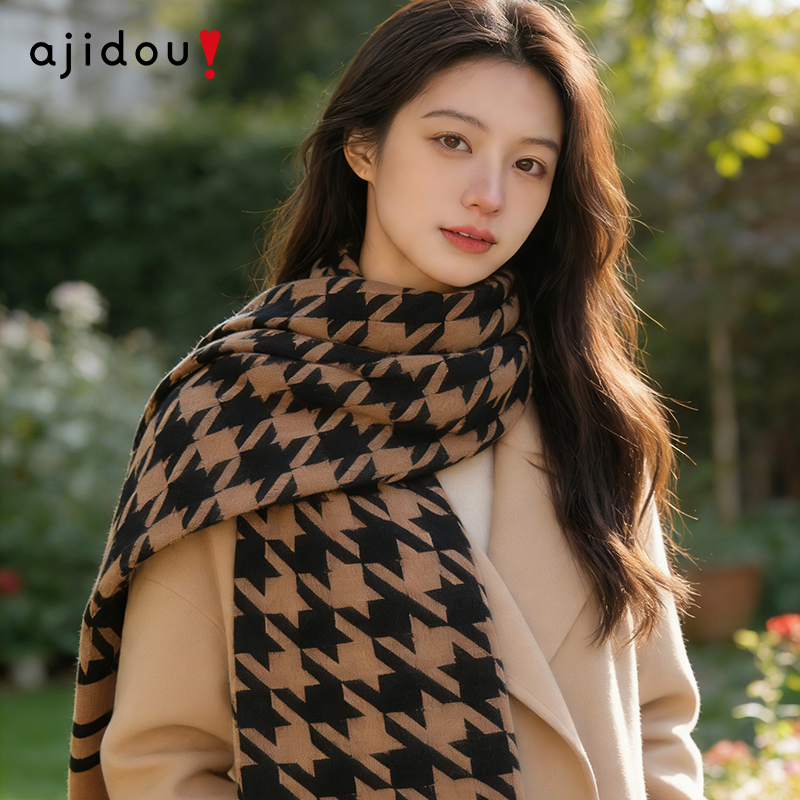 AJIDOU阿吉豆围巾秋冬季女款披肩两用高级氛围感韩系百搭外搭新