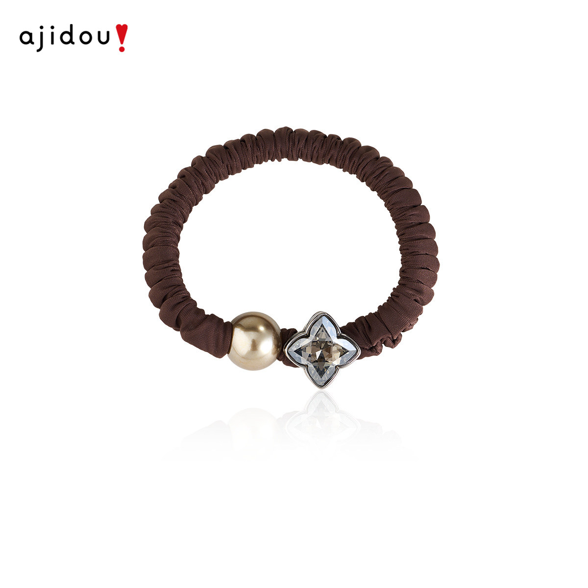 AJIDOU阿吉豆发饰女棕色美拉德四叶草简约设计感马尾发圈发绳头绳