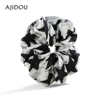 AJIDOU阿吉豆发饰时尚潮流黑白发圈花边大肠发圈不勒发高弹力发饰