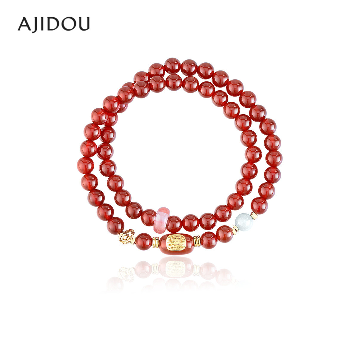 AJIDOU阿吉豆手链玛瑙手串佛珠手链转运珠叠带饰品马年本命年礼物