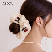 AJIDOU阿吉豆可爱樱桃大肠发圈休闲弹性发圈时尚 大肠发带潮流发饰