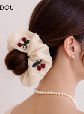 AJIDOU阿吉豆可爱樱桃大肠发圈休闲弹性发圈时尚大肠发带潮流发饰