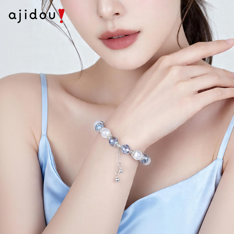 阿吉豆手链女猫眼石水晶手串图片
