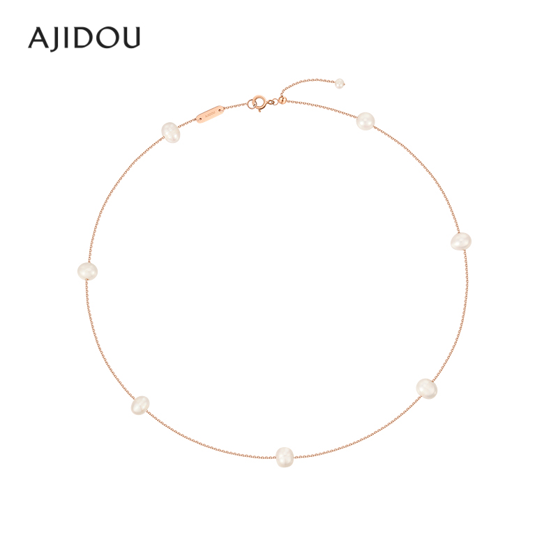 AJIDOU阿吉豆项链女925银淡水珍珠优雅首饰专柜同款颈链锁骨链