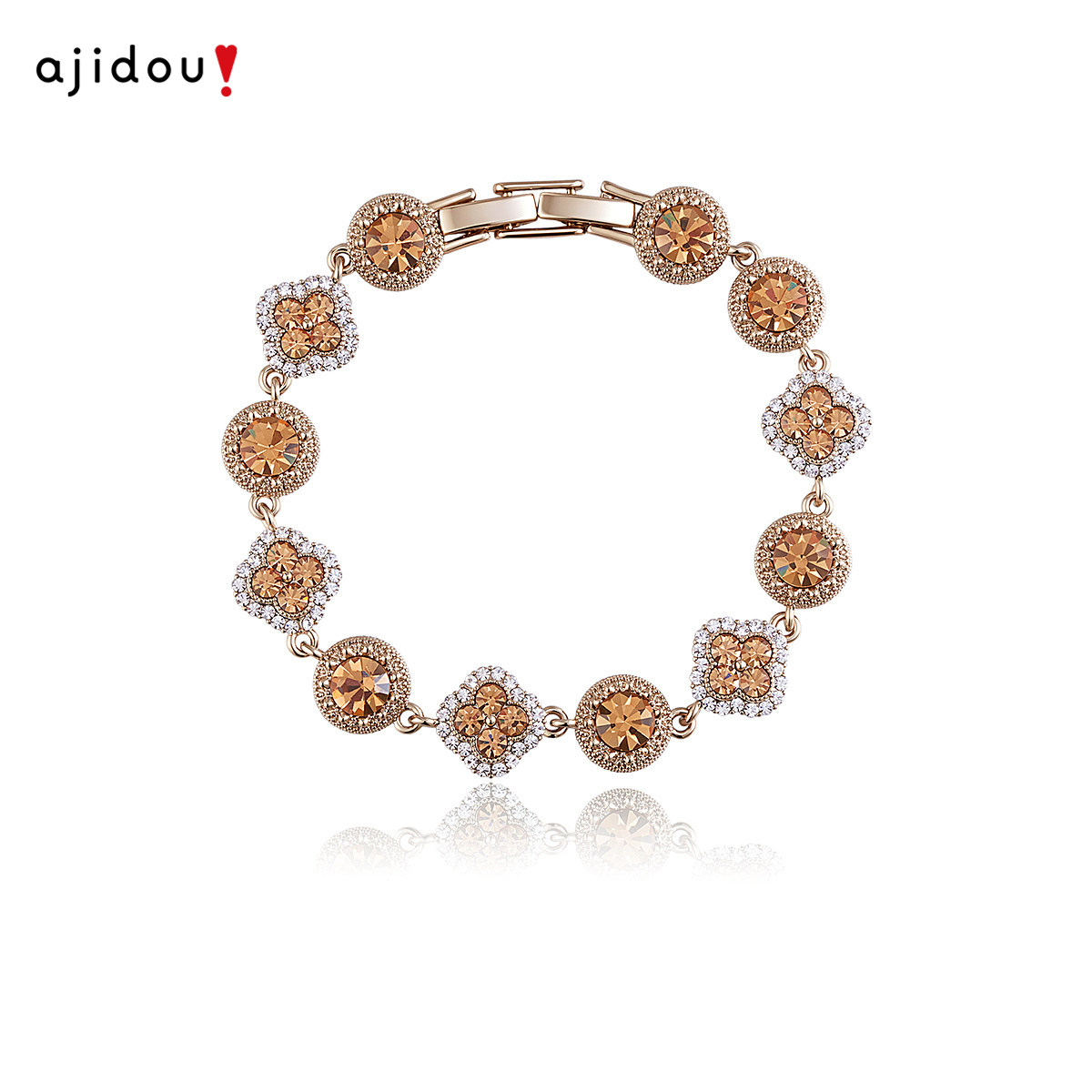 AJIDOU阿吉豆手饰女款黄水晶手串四叶草和小方糖手链轻奢精致饰品