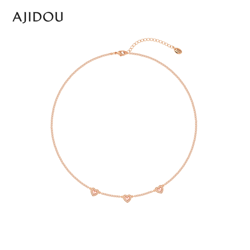 AJIDOU阿吉豆项链女水钻爱心时尚首饰专柜同款颈链锁骨链