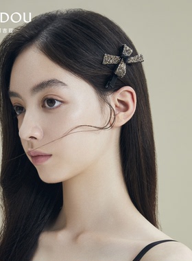 阿吉豆蝴蝶结发夹边夹女款侧夹发饰高级感饰品头饰鸭嘴夹水钻抓夹