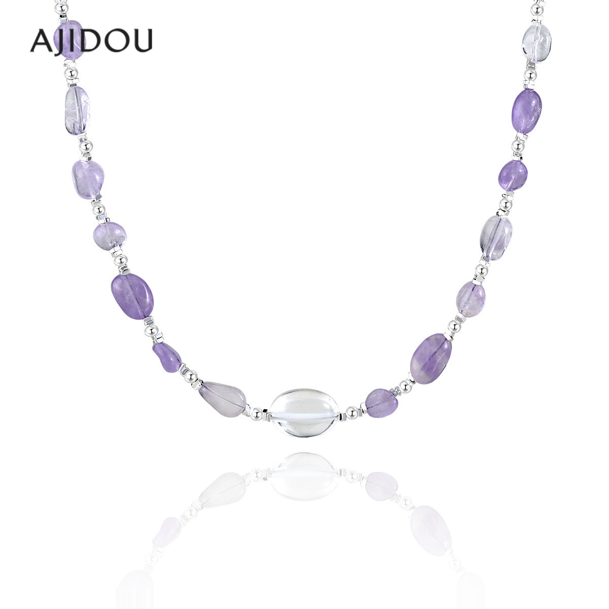 AJIDOU阿吉豆项链女款时尚紫水晶短链轻奢气质颈链小众设计锁骨链