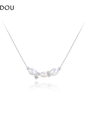 阿吉豆项链女时尚吊坠珍珠锁骨链