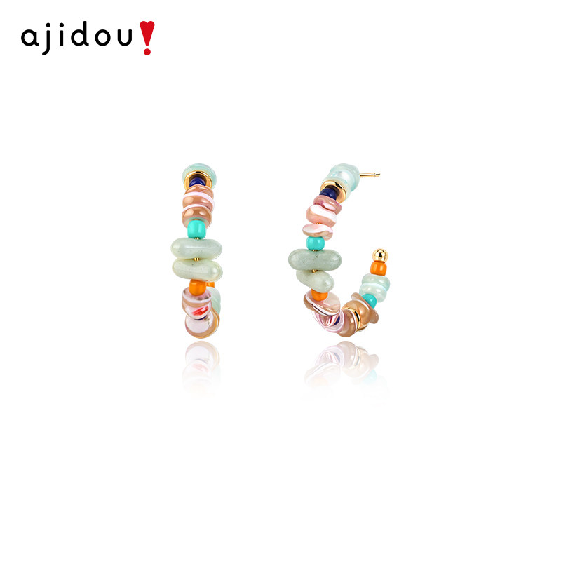 AJIDOU阿吉豆耳饰S925银精致法式耳环高级感耳钩设计耳坠合金耳圈