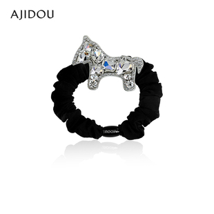 AJIDOU阿吉豆发饰女款 水钻小马简约设计感马尾发绳高颅顶发圈头绳