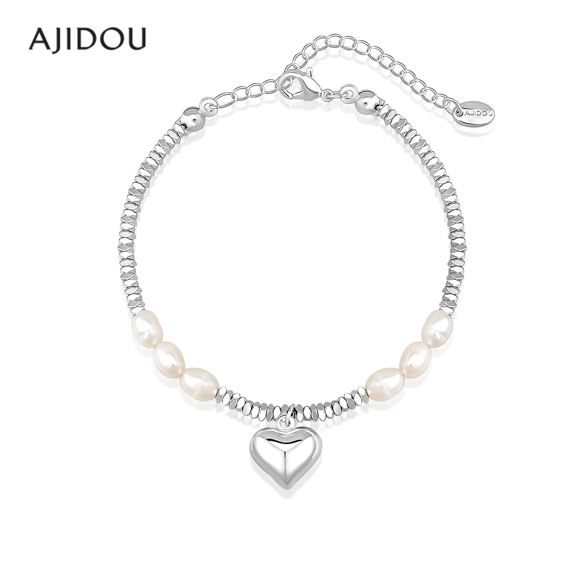 阿吉豆手链女款时尚爱心珍珠手串