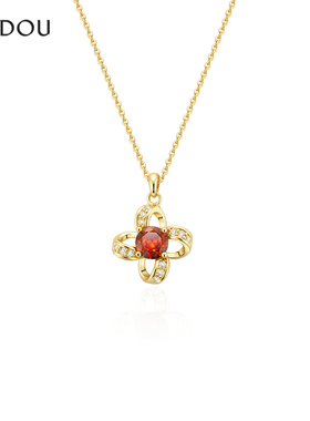 阿吉豆项链女款四叶草镂空锁骨链