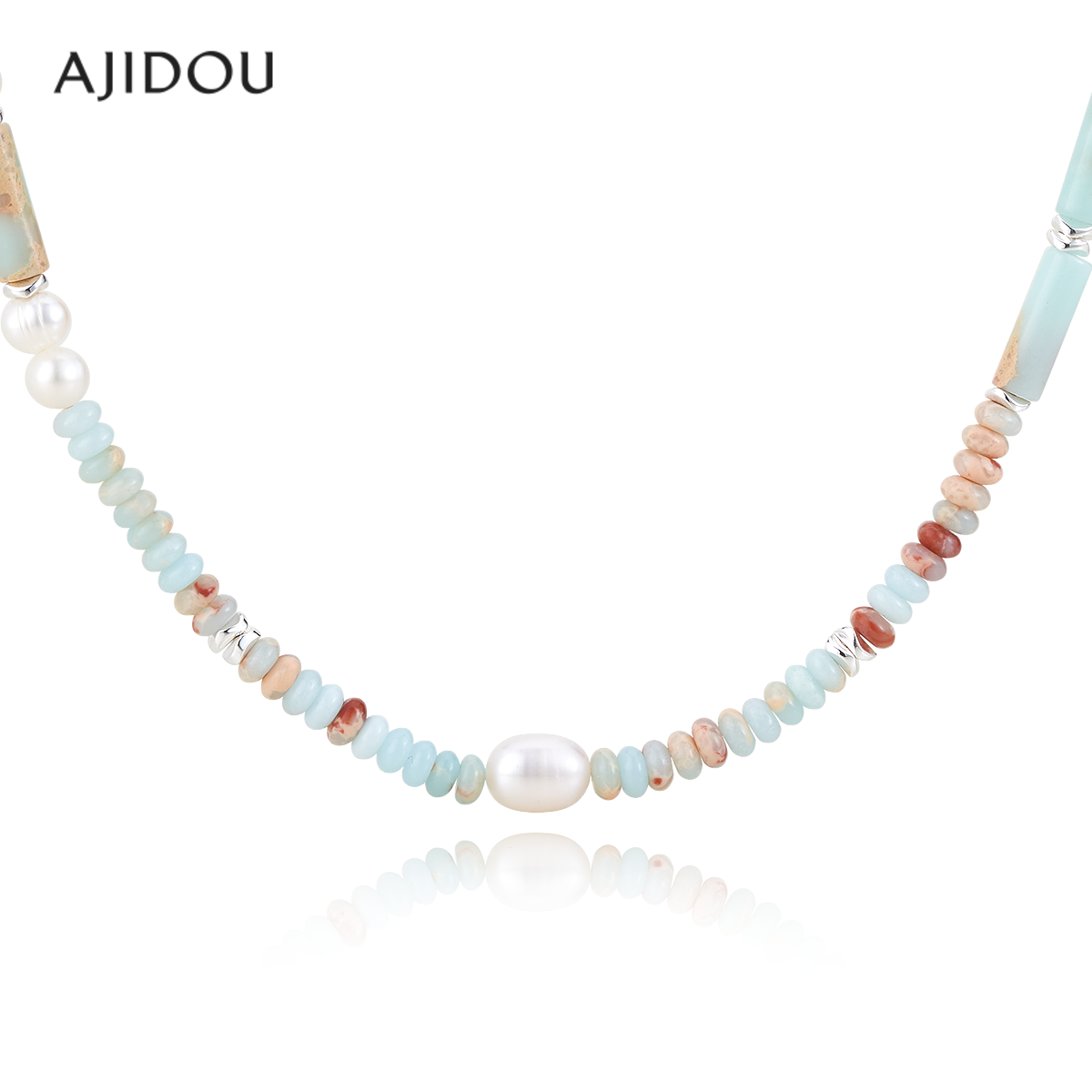 阿吉豆项链女款仿寿山石珍珠颈链