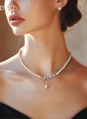 阿吉豆温婉优雅珍珠闪耀甜美项链