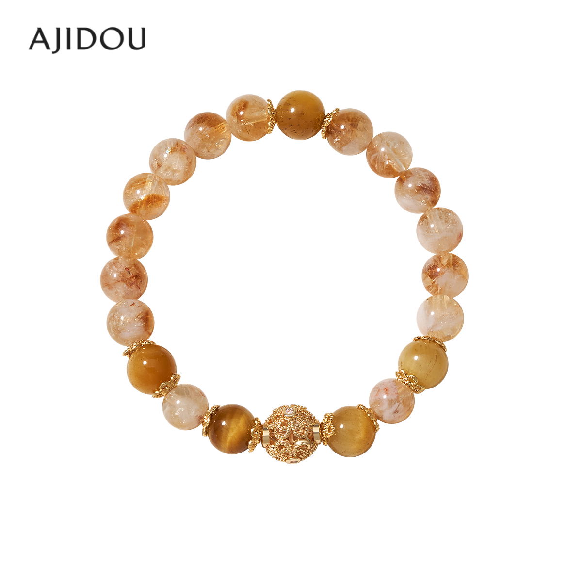 【直播】AJIDOU阿吉豆时尚女款黄水晶串珠手链气质饰品