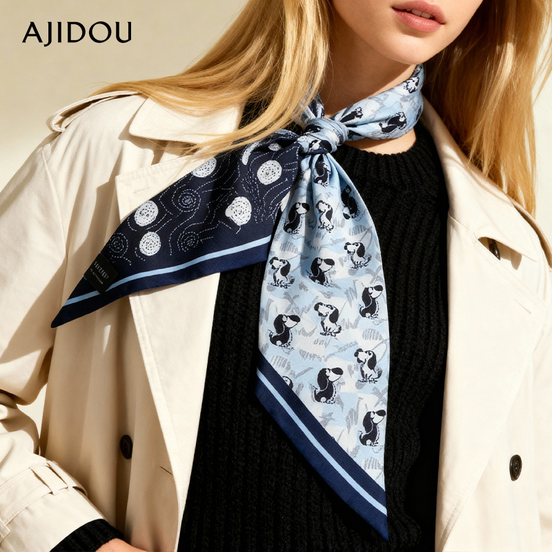 阿吉豆丝巾女桑蚕丝围巾精致披巾