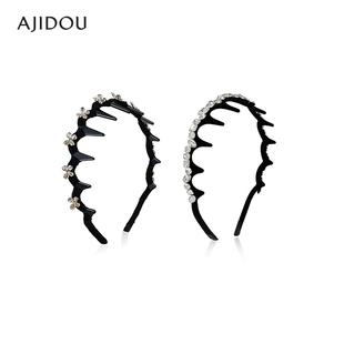 AJIDOU阿吉豆发箍女款 齿梳头箍防滑高颅顶发箍轻奢发卡高级感发饰