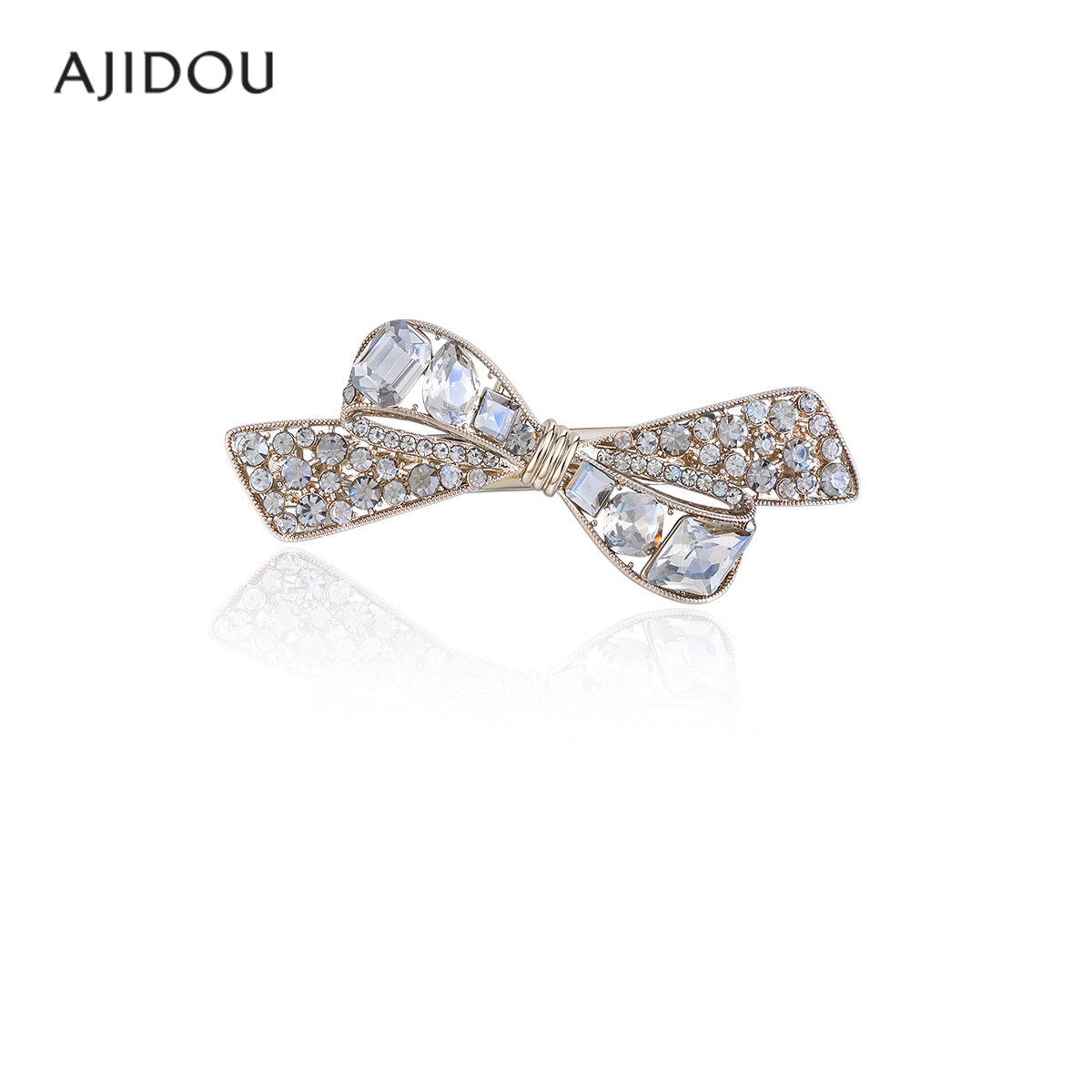 AJIDOU阿吉豆发夹头饰香槟色蝴蝶结横夹发夹刘海夹时尚少女侧边夹