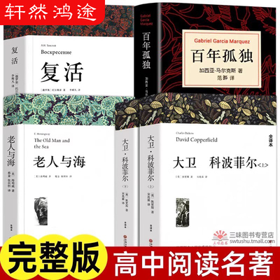 高中课外阅读书籍必读书目 大卫科波菲尔 复活列夫托尔斯泰 老人与海 百年孤独正版原著 高一高中生语文课外书世界名著