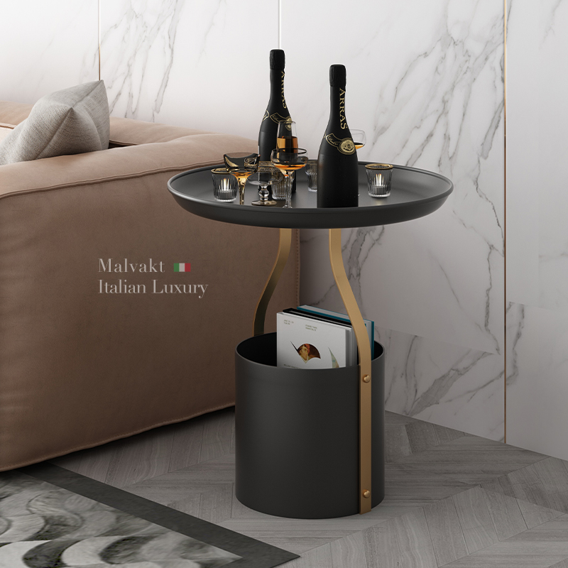 意式现代轻奢客厅创意沙发侧边几极简杂志收纳角几床头小圆几茶几