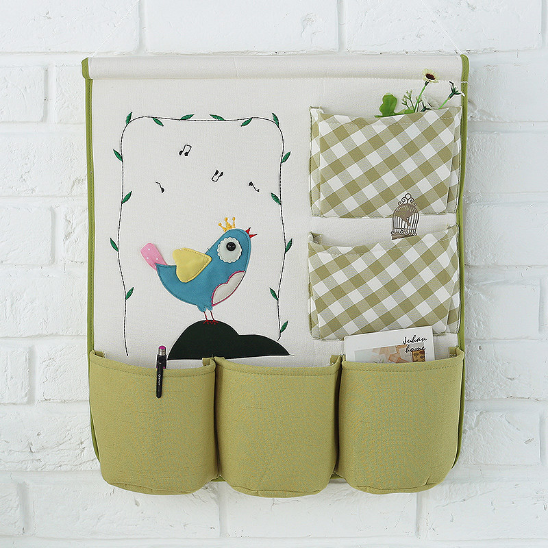 墙上日系棉麻门后悬挂式收纳袋